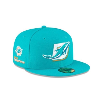 Blue Miami Dolphins Hat - New Era NFL Logo Mix 59FIFTY Fitted Caps USA2941675